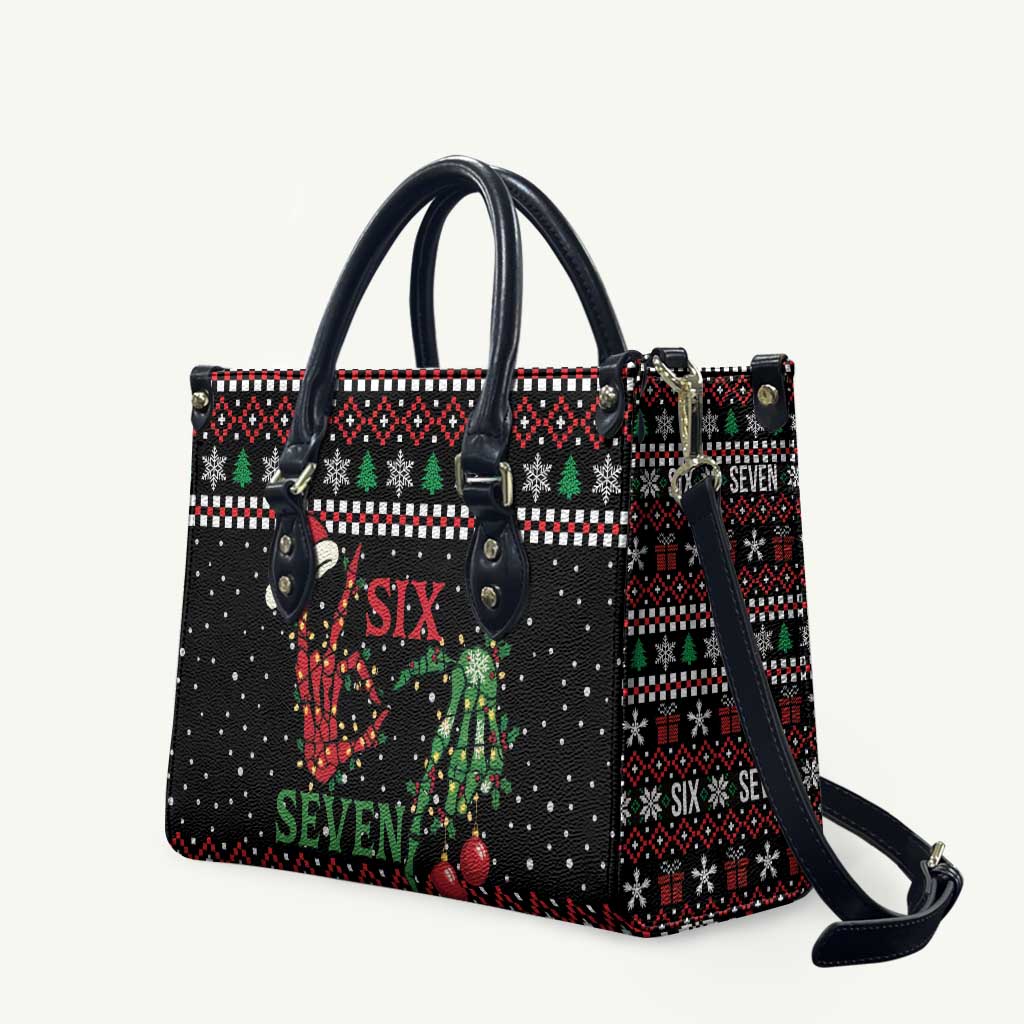 Funny Six Seven Skeleton Hand Leather Bag Meme Gen Alpha Slang - Wonder Print Shop