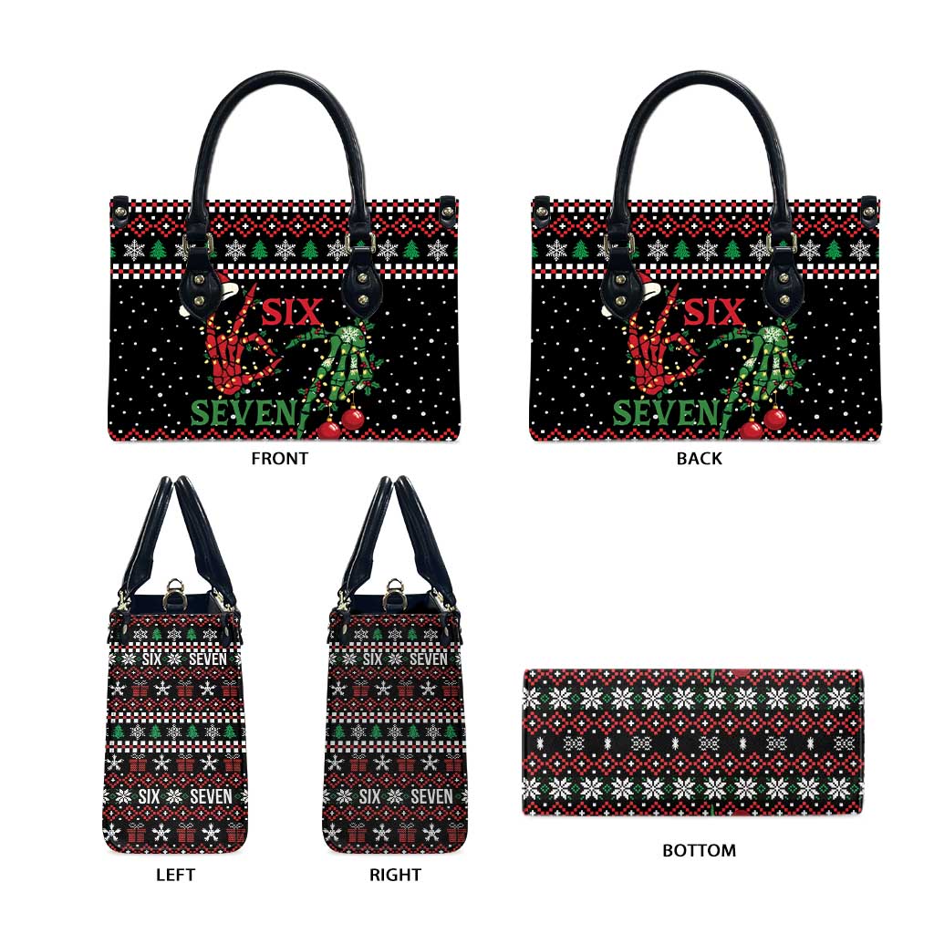Funny Six Seven Skeleton Hand Leather Bag Meme Gen Alpha Slang - Wonder Print Shop