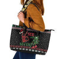 Funny Six Seven Skeleton Hand Leather Tote Bag Meme Gen Alpha Slang - Wonder Print Shop