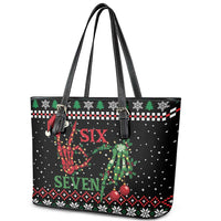Funny Six Seven Skeleton Hand Leather Tote Bag Meme Gen Alpha Slang - Wonder Print Shop