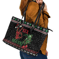 Funny Six Seven Skeleton Hand Leather Tote Bag Meme Gen Alpha Slang - Wonder Print Shop