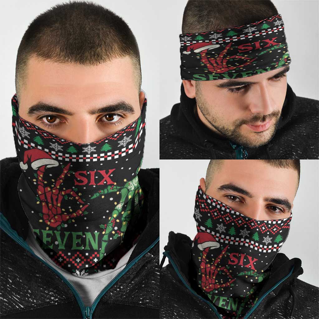 Funny Six Seven Skeleton Hand Neck Gaiter Meme Gen Alpha Slang - Wonder Print Shop