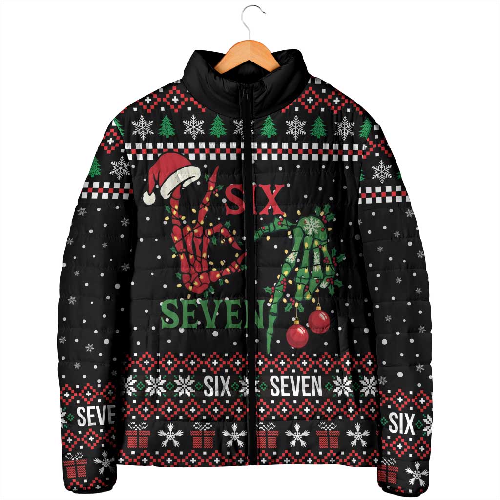Funny Six Seven Skeleton Hand Padded Jacket Meme Gen Alpha Slang - Wonder Print Shop