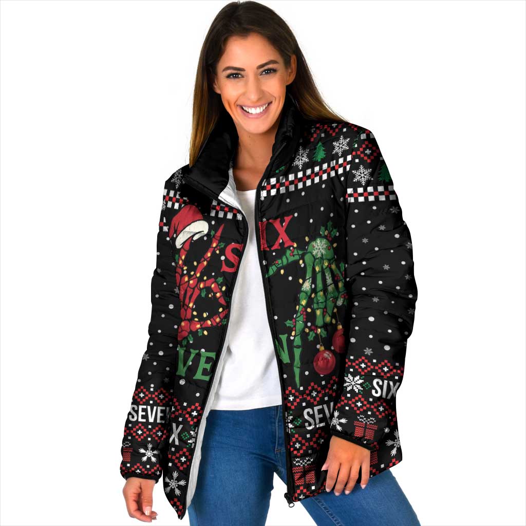 Funny Six Seven Skeleton Hand Padded Jacket Meme Gen Alpha Slang - Wonder Print Shop