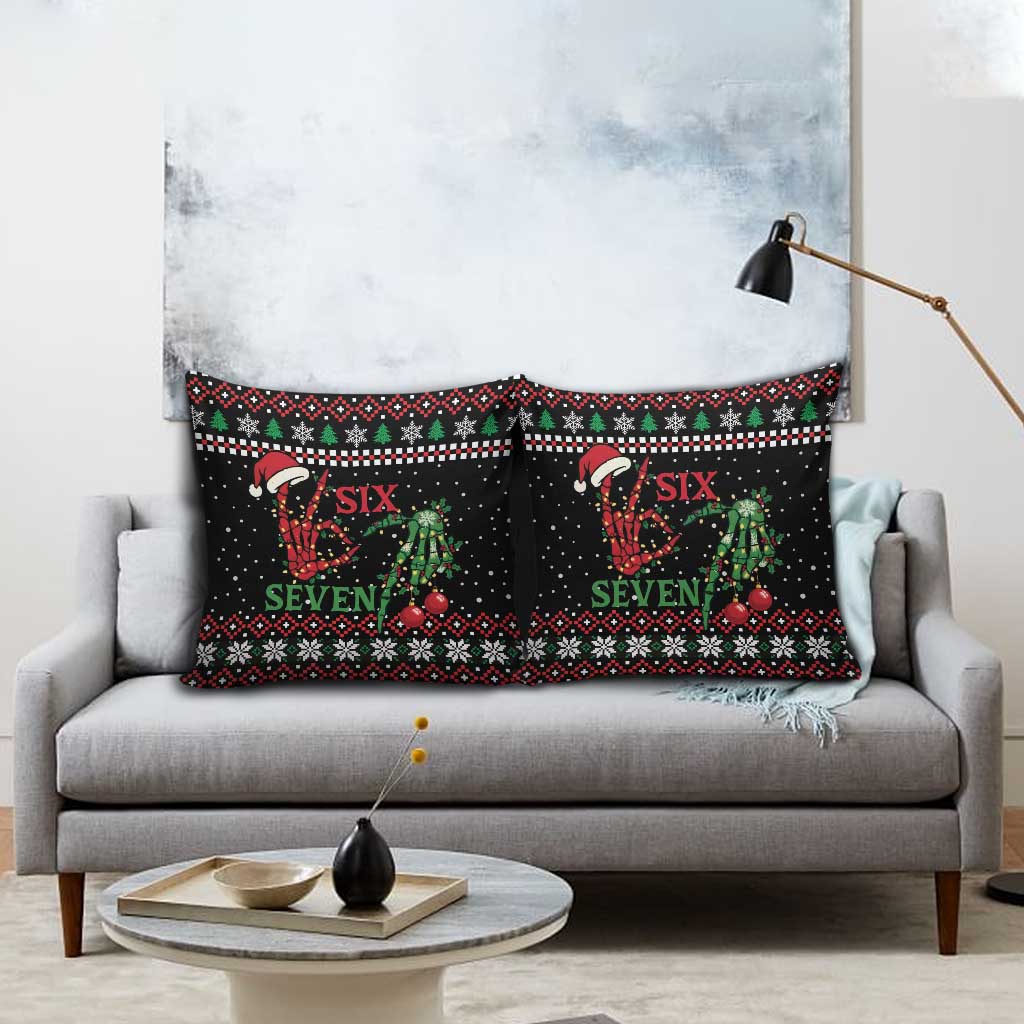 Funny Six Seven Skeleton Hand Pillow Cover Meme Gen Alpha Slang - Wonder Print Shop