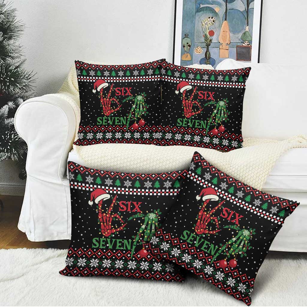 Funny Six Seven Skeleton Hand Pillow Cover Meme Gen Alpha Slang - Wonder Print Shop