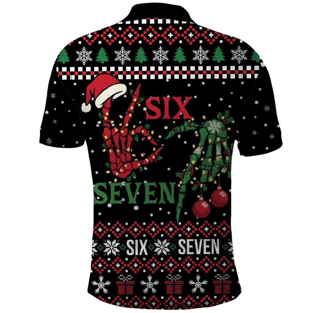 Funny Six Seven Skeleton Hand Polo Shirt Meme Gen Alpha Slang - Wonder Print Shop