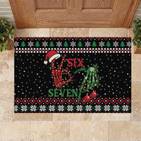 Funny Six Seven Skeleton Hand Rubber Doormat Meme Gen Alpha Slang - Wonder Print Shop