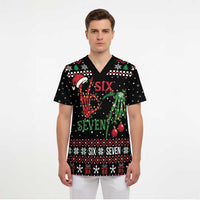 Funny Six Seven Skeleton Hand Scrub Top Meme Gen Alpha Slang - Wonder Print Shop