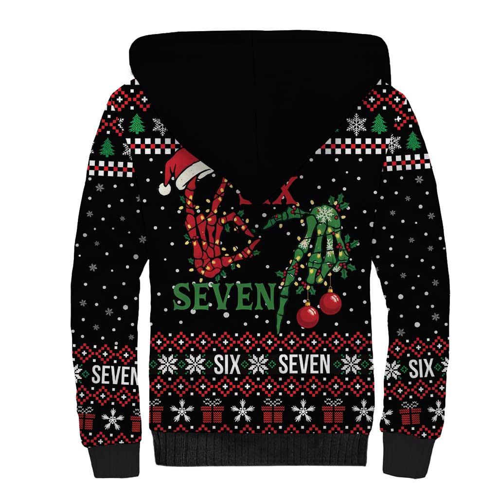 Funny Six Seven Skeleton Hand Sherpa Hoodie Meme Gen Alpha Slang - Wonder Print Shop