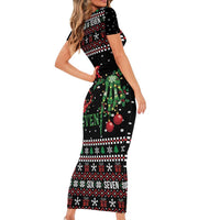 Funny Six Seven Skeleton Hand Short Sleeve Bodycon Dress Meme Gen Alpha Slang - Wonder Print Shop