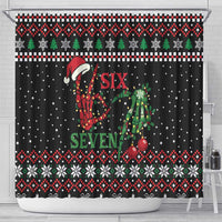 Funny Six Seven Skeleton Hand Shower Curtain Meme Gen Alpha Slang - Wonder Print Shop