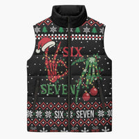 Funny Six Seven Skeleton Hand Sleeveless Puffer Jacket Meme Gen Alpha Slang - Wonder Print Shop