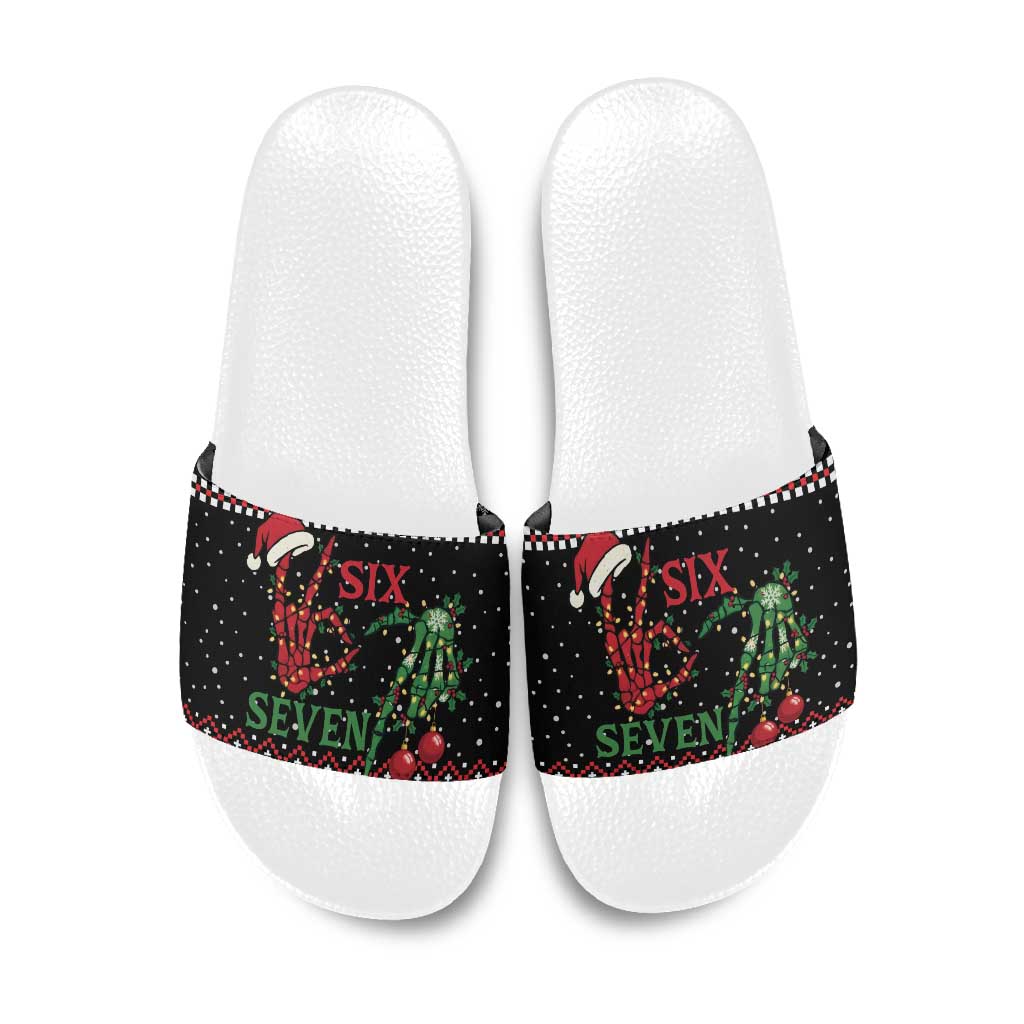 Funny Six Seven Skeleton Hand Slide Sandals Meme Gen Alpha Slang - Wonder Print Shop