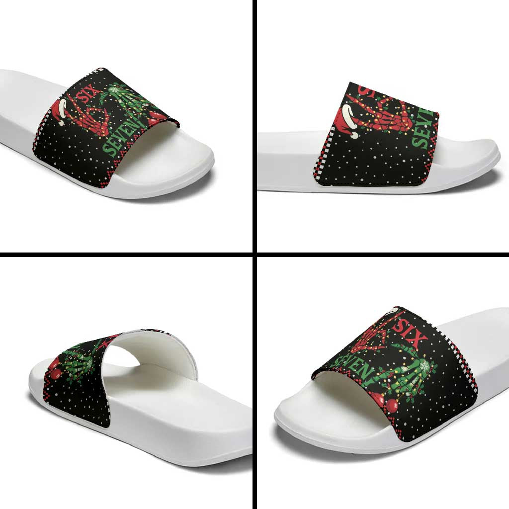 Funny Six Seven Skeleton Hand Slide Sandals Meme Gen Alpha Slang - Wonder Print Shop