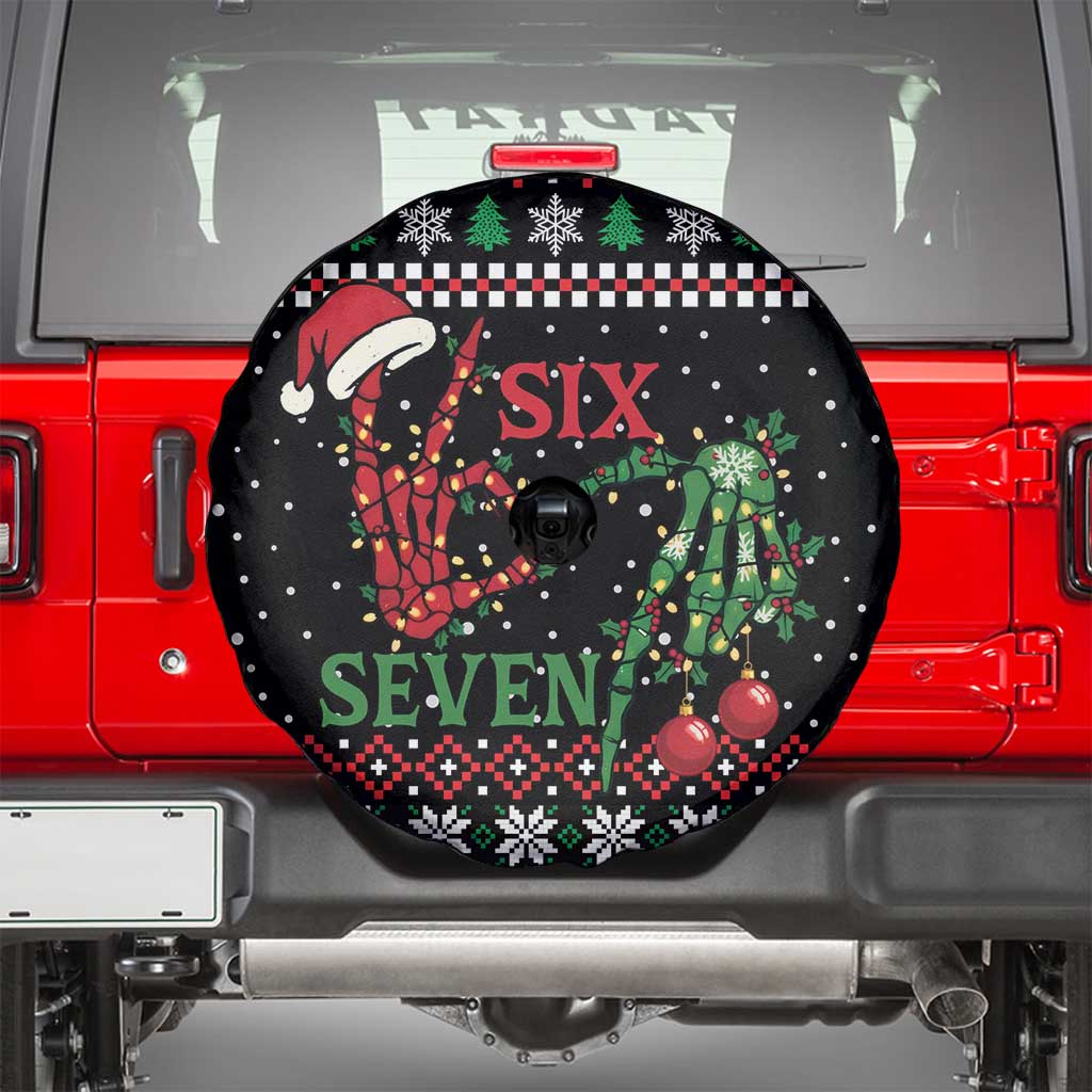 Funny Six Seven Skeleton Hand Spare Tire Cover Meme Gen Alpha Slang - Wonder Print Shop