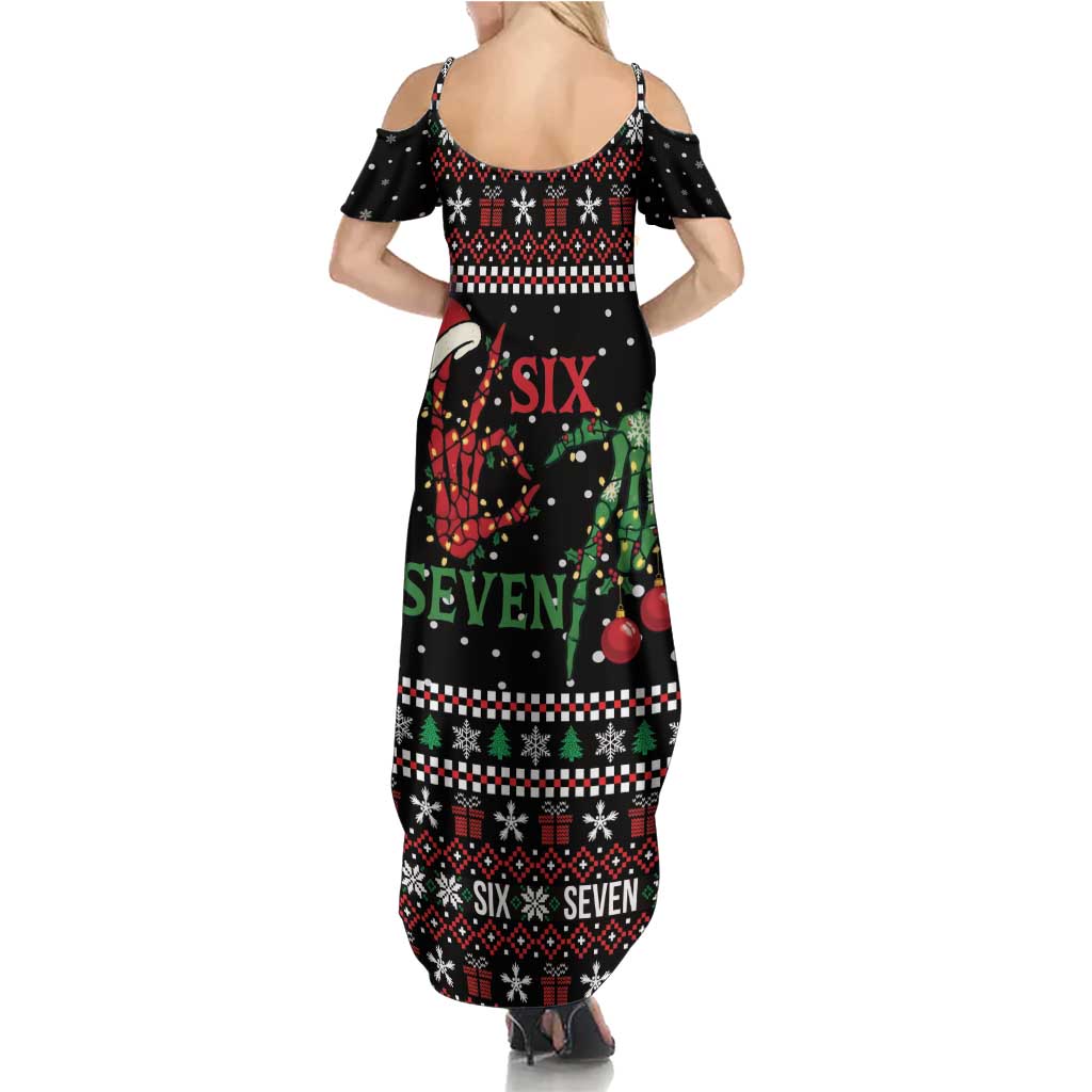 Funny Six Seven Skeleton Hand Summer Maxi Dress Meme Gen Alpha Slang - Wonder Print Shop
