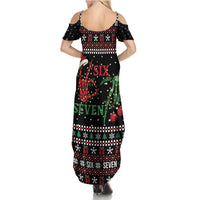 Funny Six Seven Skeleton Hand Summer Maxi Dress Meme Gen Alpha Slang - Wonder Print Shop