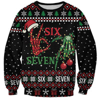 Funny Six Seven Skeleton Hand Sweatshirt Meme Gen Alpha Slang - Wonder Print Shop