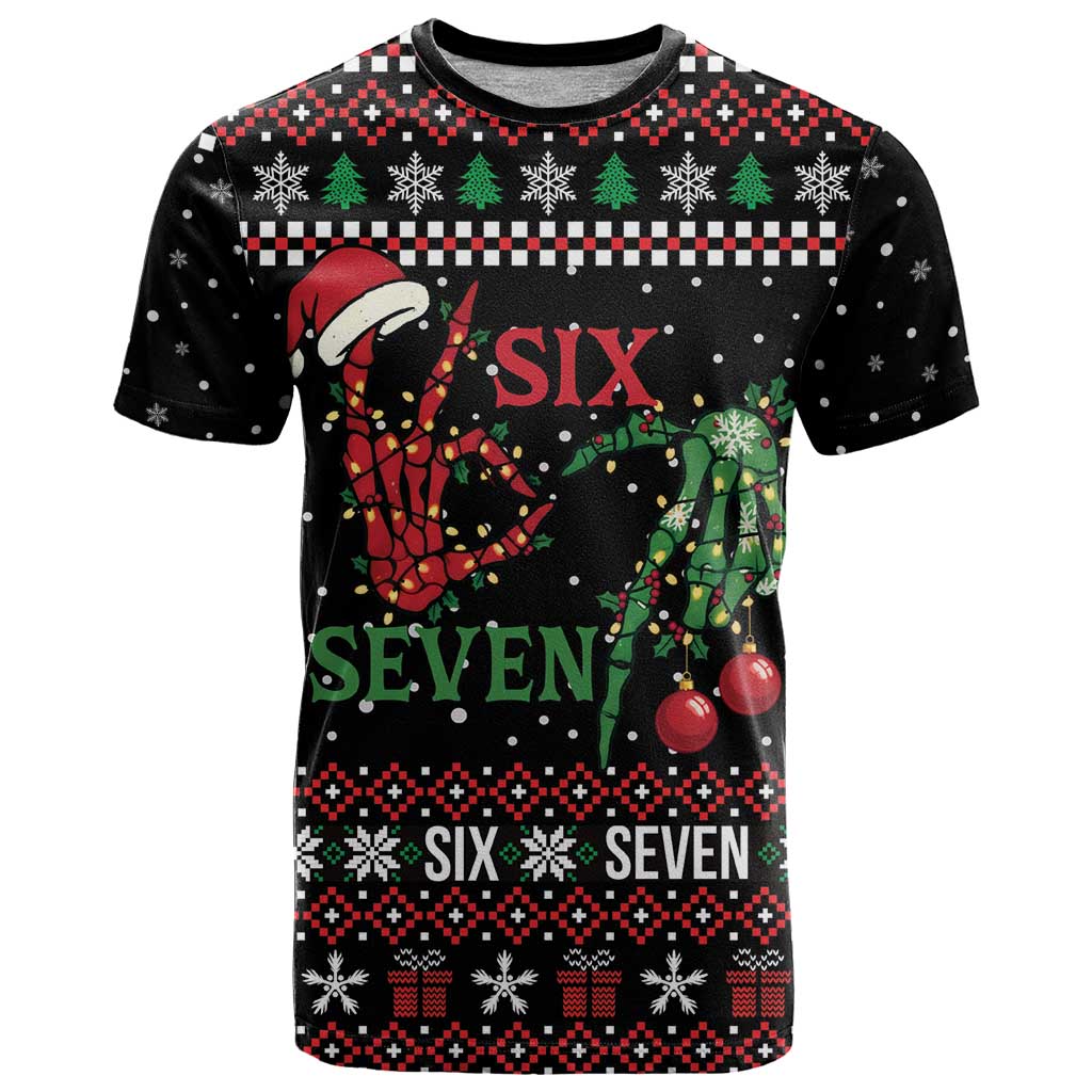 Funny Six Seven Skeleton Hand T Shirt Meme Gen Alpha Slang - Wonder Print Shop