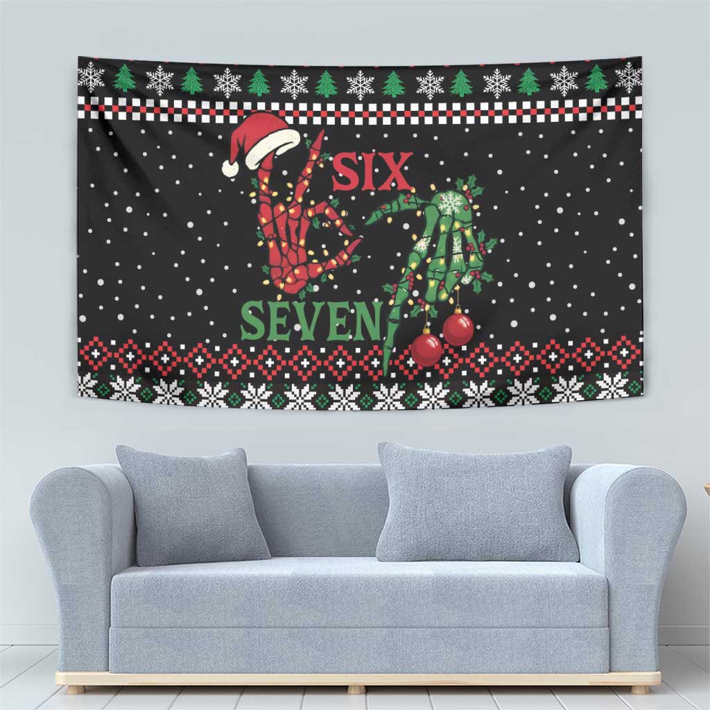 Funny Six Seven Skeleton Hand Tapestry Meme Gen Alpha Slang - Wonder Print Shop