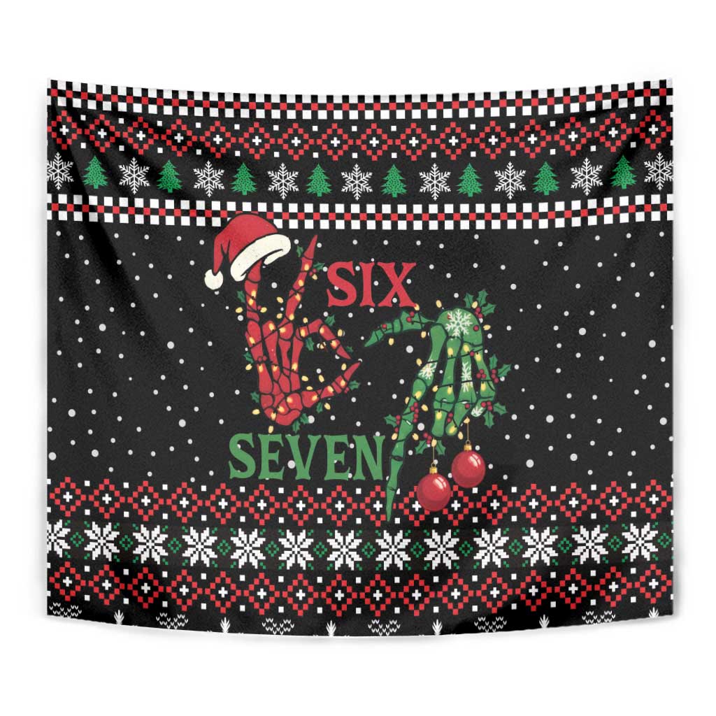 Funny Six Seven Skeleton Hand Tapestry Meme Gen Alpha Slang - Wonder Print Shop
