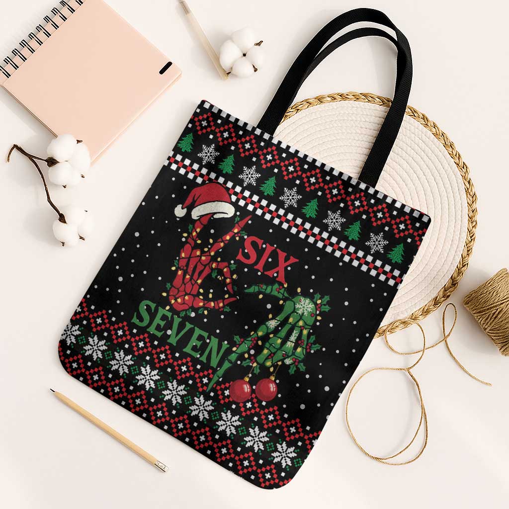 Funny Six Seven Skeleton Hand Tote Bag Meme Gen Alpha Slang - Wonder Print Shop