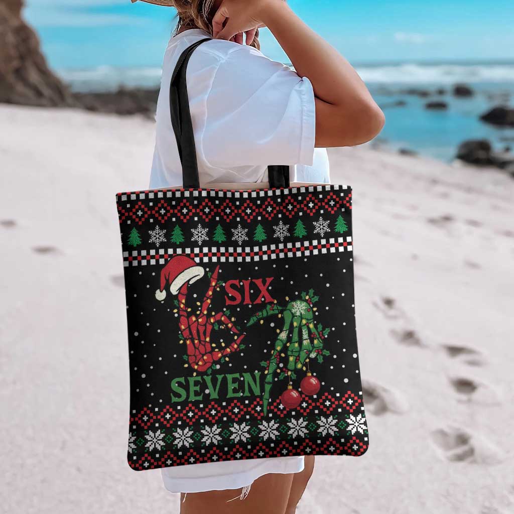 Funny Six Seven Skeleton Hand Tote Bag Meme Gen Alpha Slang - Wonder Print Shop