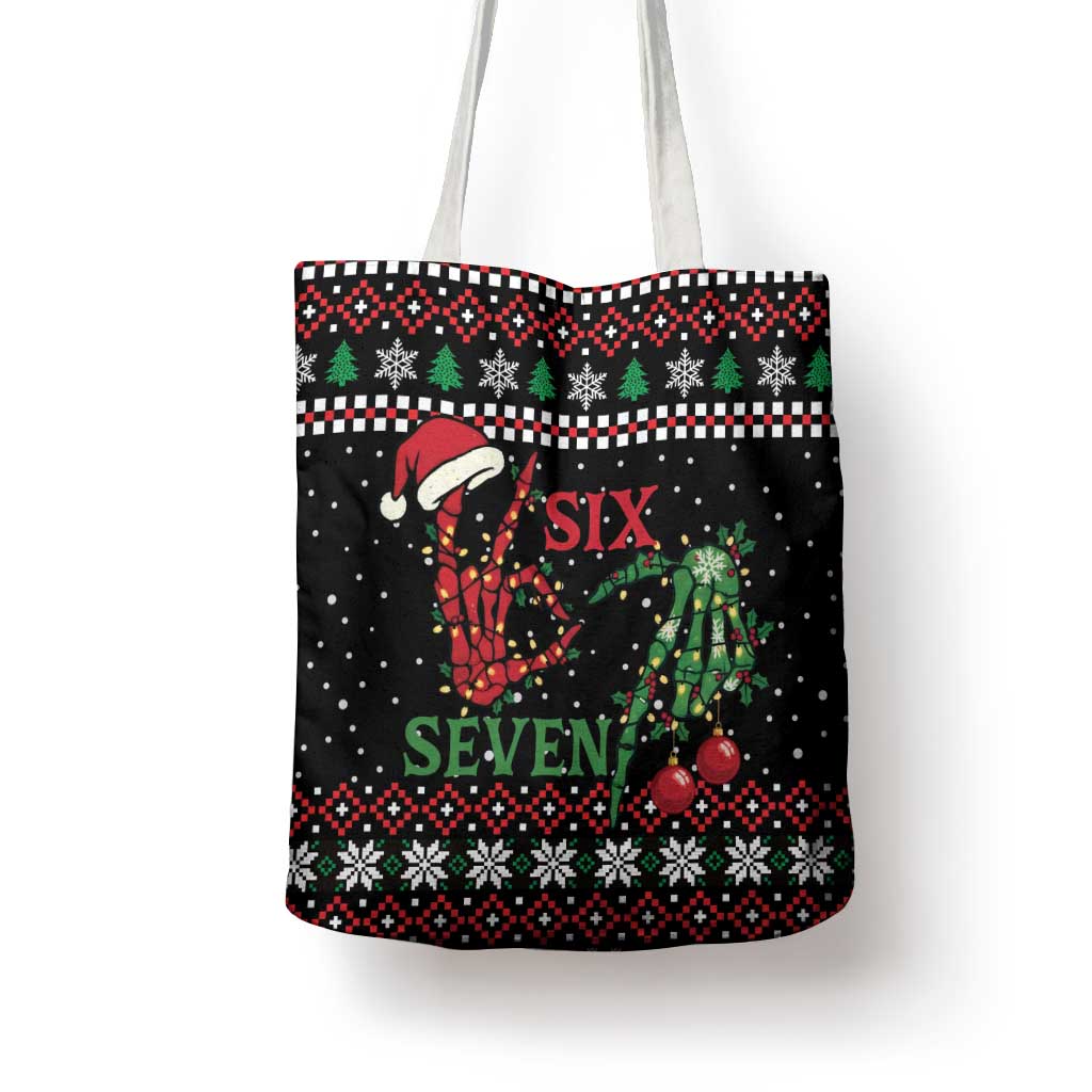 Funny Six Seven Skeleton Hand Tote Bag Meme Gen Alpha Slang - Wonder Print Shop