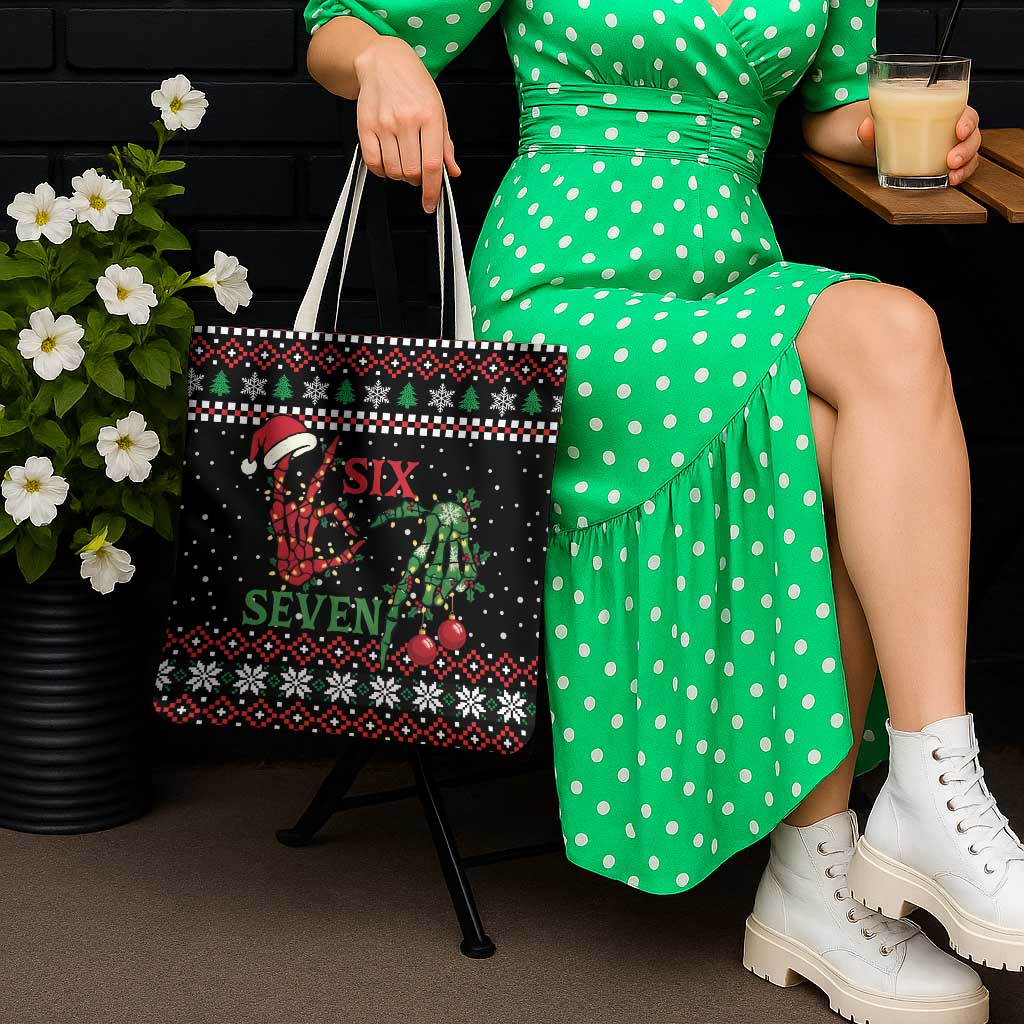 Funny Six Seven Skeleton Hand Tote Bag Meme Gen Alpha Slang - Wonder Print Shop