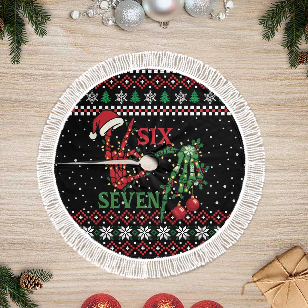 Funny Six Seven Skeleton Hand Tree Skirt Meme Gen Alpha Slang - Wonder Print Shop
