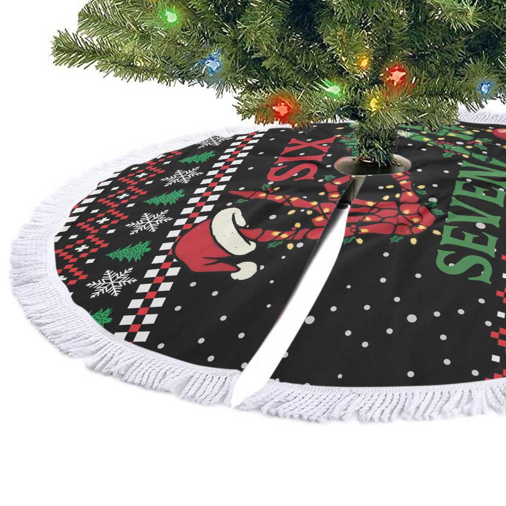 Funny Six Seven Skeleton Hand Tree Skirt Meme Gen Alpha Slang - Wonder Print Shop