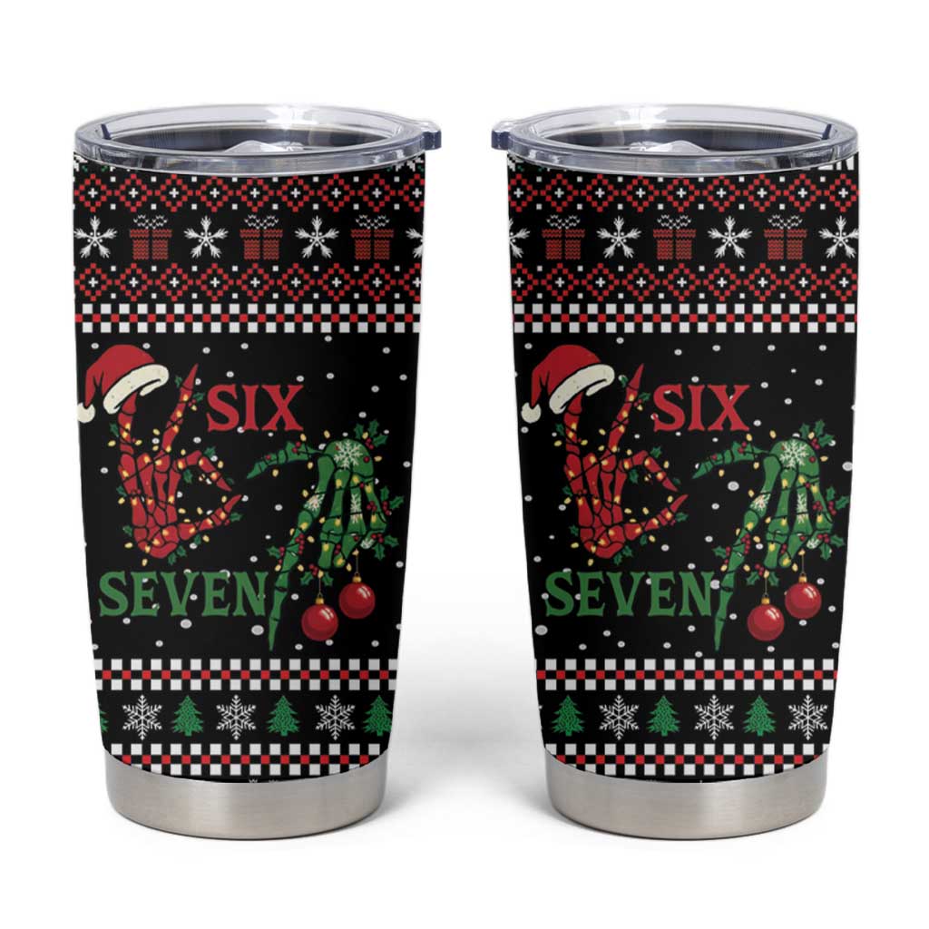 Funny Six Seven Skeleton Hand Tumbler Cup Meme Gen Alpha Slang - Wonder Print Shop