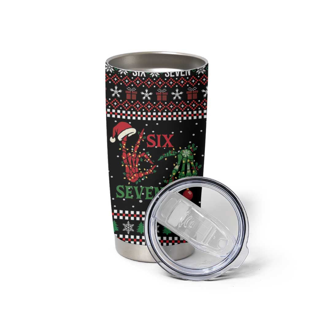 Funny Six Seven Skeleton Hand Tumbler Cup Meme Gen Alpha Slang - Wonder Print Shop