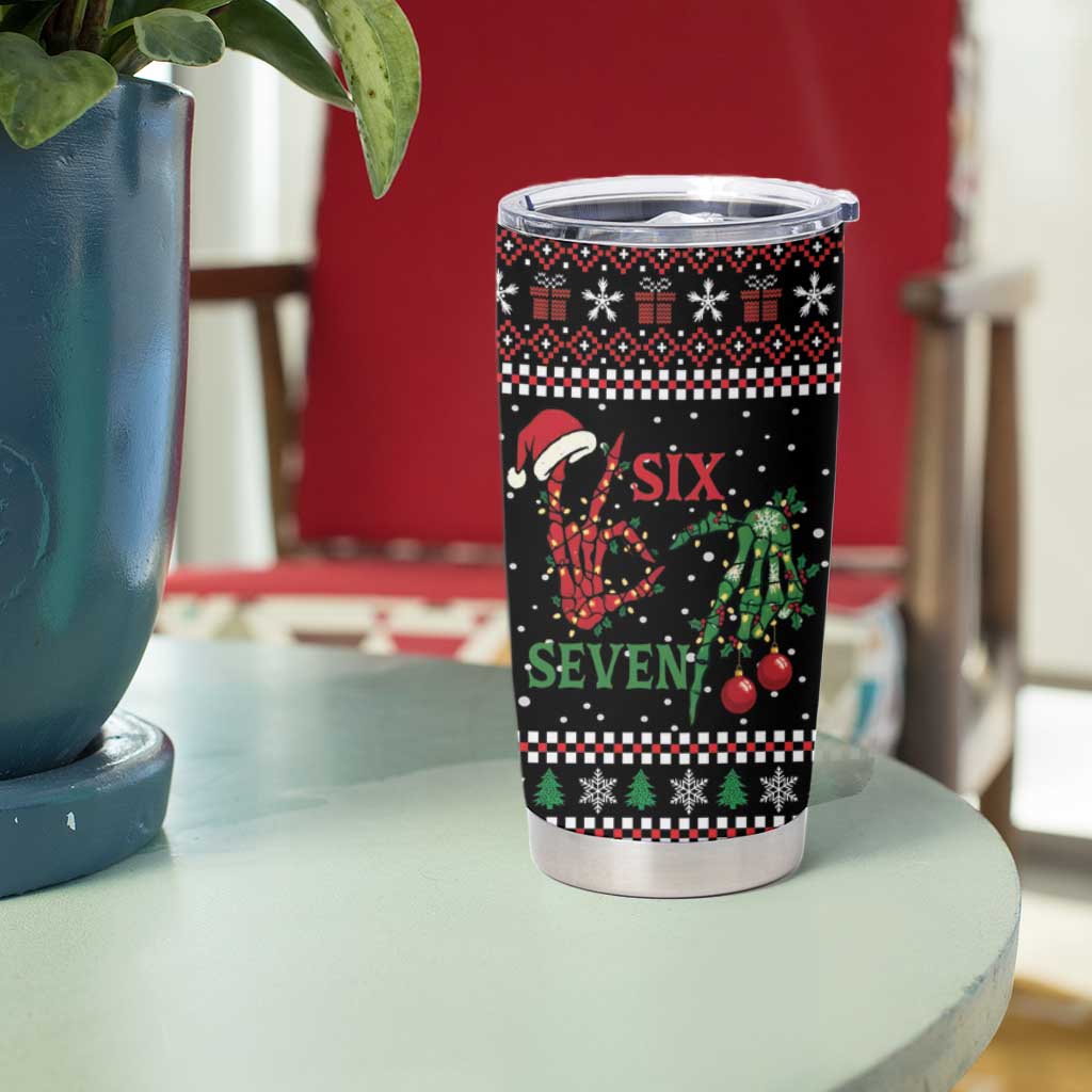 Funny Six Seven Skeleton Hand Tumbler Cup Meme Gen Alpha Slang - Wonder Print Shop