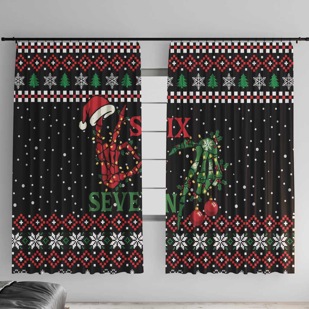 Funny Six Seven Skeleton Hand Window Curtain Meme Gen Alpha Slang - Wonder Print Shop