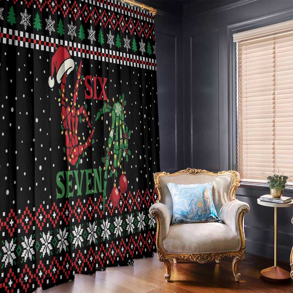 Funny Six Seven Skeleton Hand Window Curtain Meme Gen Alpha Slang - Wonder Print Shop