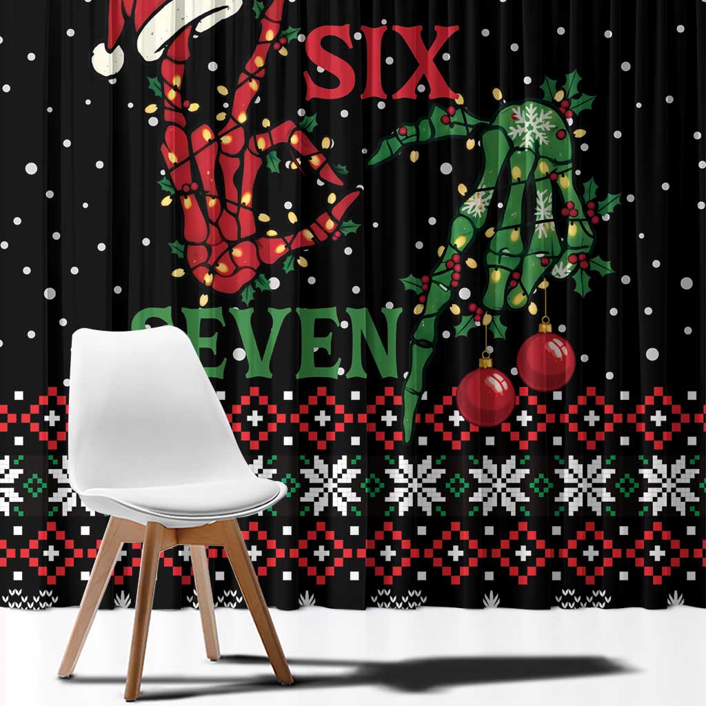 Funny Six Seven Skeleton Hand Window Curtain Meme Gen Alpha Slang - Wonder Print Shop