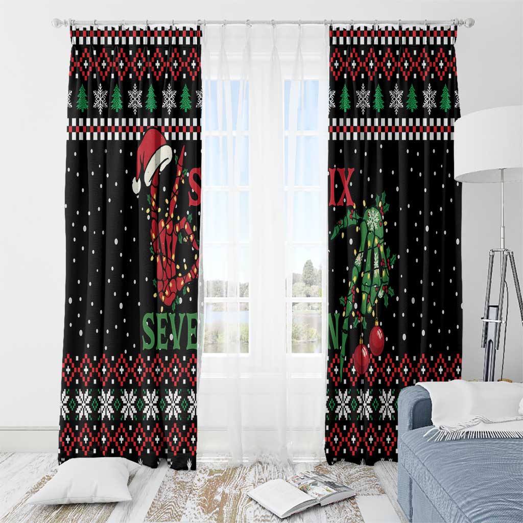 Funny Six Seven Skeleton Hand Window Curtain Meme Gen Alpha Slang - Wonder Print Shop