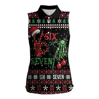 Funny Six Seven Skeleton Hand Women Sleeveless Polo Shirt Meme Gen Alpha Slang - Wonder Print Shop