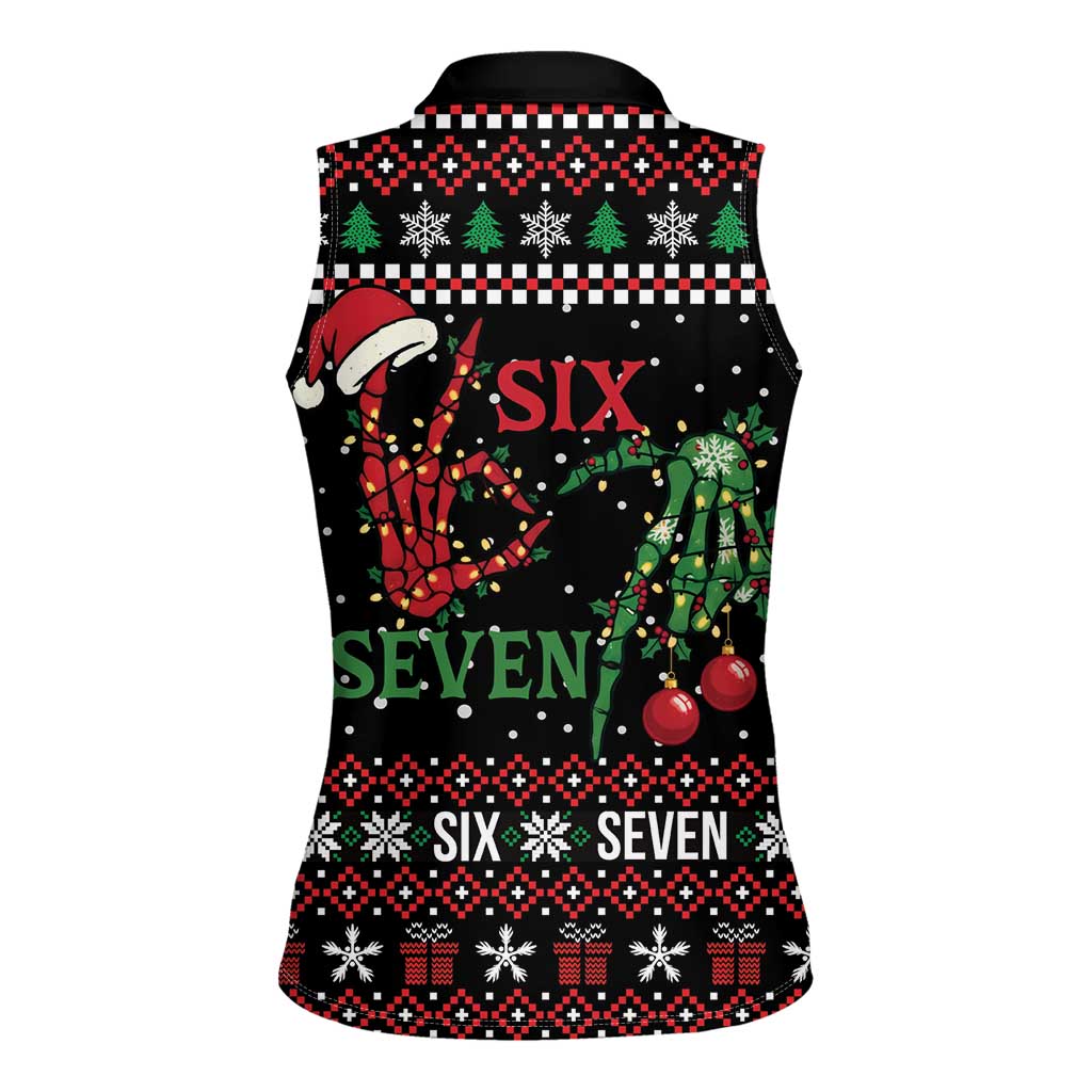 Funny Six Seven Skeleton Hand Women Sleeveless Polo Shirt Meme Gen Alpha Slang - Wonder Print Shop