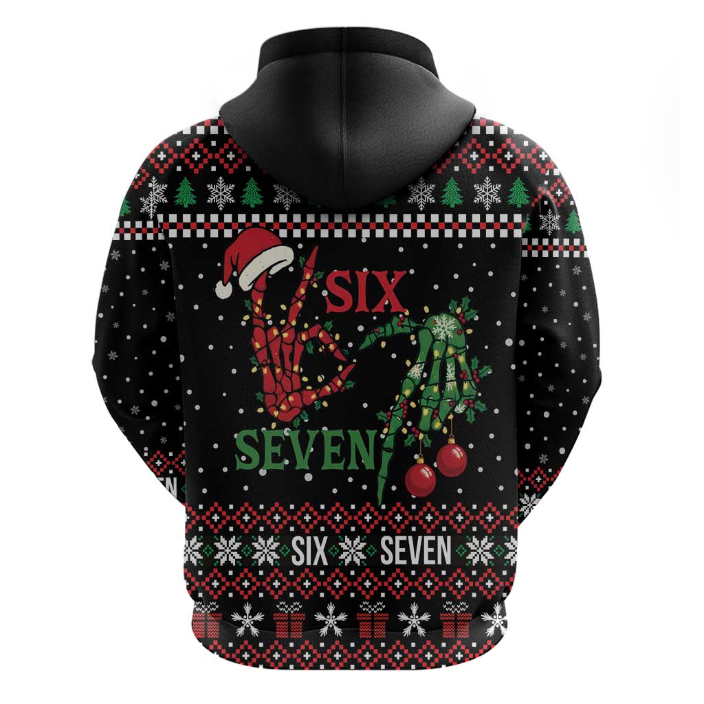 Funny Six Seven Skeleton Hand Zip Hoodie Meme Gen Alpha Slang - Wonder Print Shop