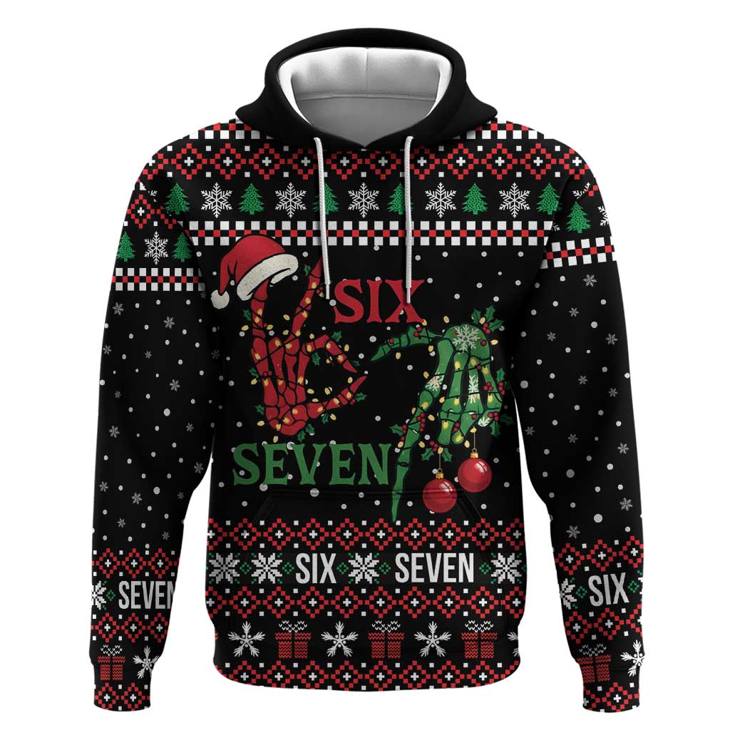 Funny Six Seven Skeleton Hand Zip Hoodie Meme Gen Alpha Slang - Wonder Print Shop