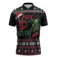 Funny Six Seven Skeleton Hand Zipper Polo Shirt Meme Gen Alpha Slang - Wonder Print Shop