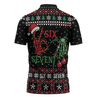 Funny Six Seven Skeleton Hand Zipper Polo Shirt Meme Gen Alpha Slang - Wonder Print Shop