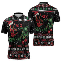 Funny Six Seven Skeleton Hand Zipper Polo Shirt Meme Gen Alpha Slang - Wonder Print Shop