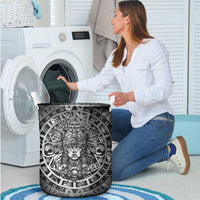 Mexico Aztec Warrior Goddess Laundry Basket Aztec Skull Tribal Calender Silver Spirit - Wonder Print Shop