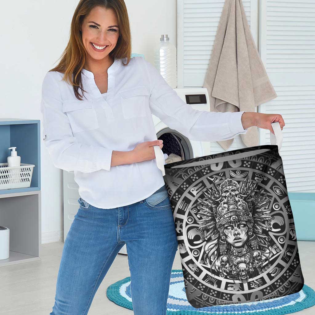 Mexico Aztec Warrior Goddess Laundry Basket Aztec Skull Tribal Calender Silver Spirit - Wonder Print Shop