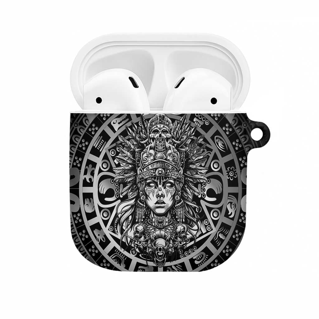 Mexico Aztec Warrior Goddess AirPods Case Aztec Skull Tribal Calender Silver Spirit - Wonder Print Shop