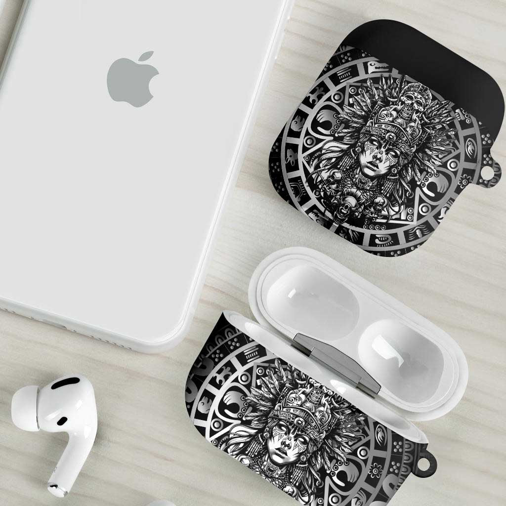 Mexico Aztec Warrior Goddess AirPods Case Aztec Skull Tribal Calender Silver Spirit - Wonder Print Shop